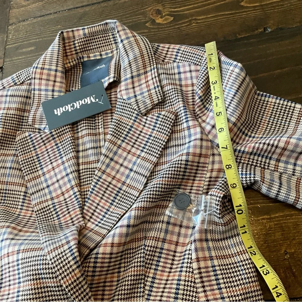 Modcloth Tan and Brown Plaid Blazer - Picture 5 of 11